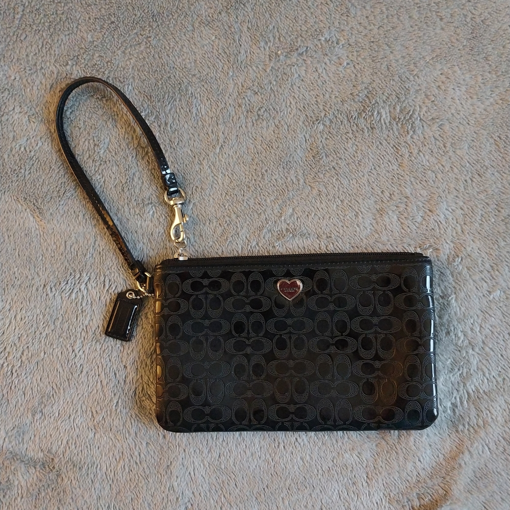 Coach Black Signature Wristlet
